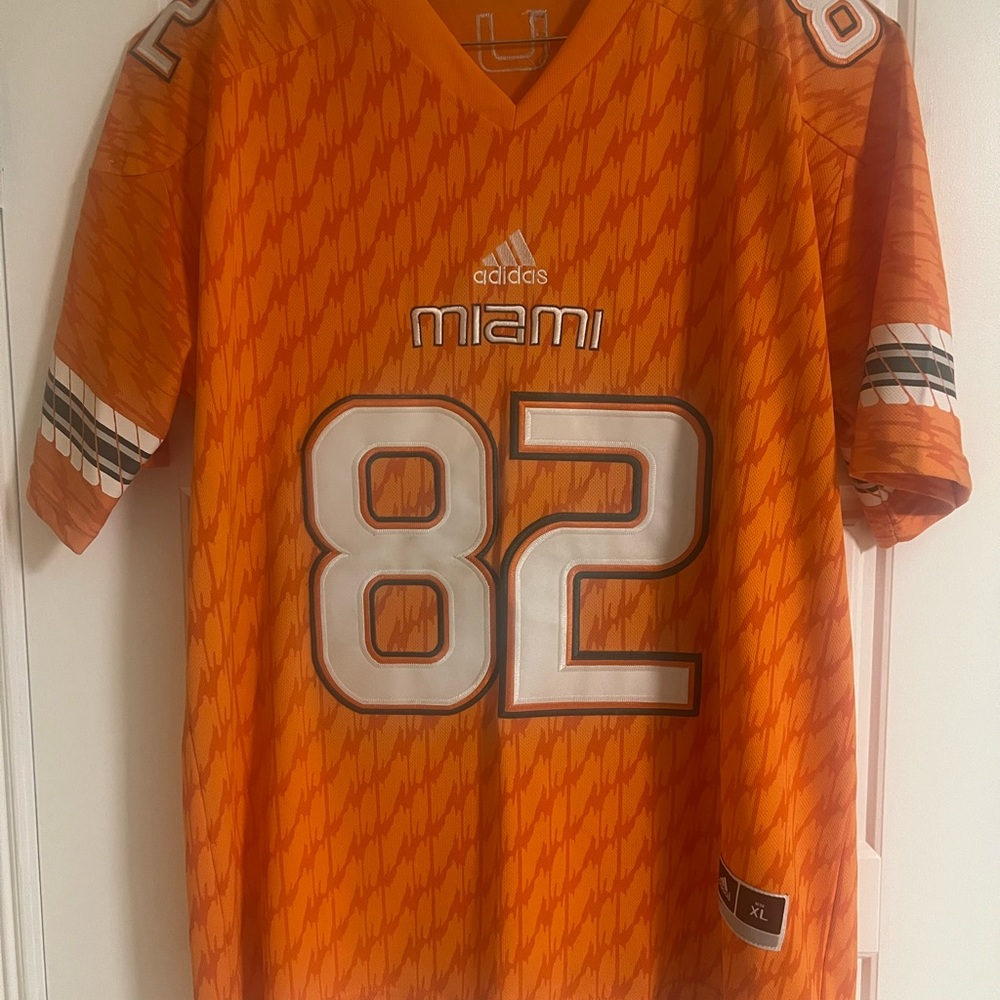 Adidas Miami Hurricanes Jersey Orange Mens XL Sewn
